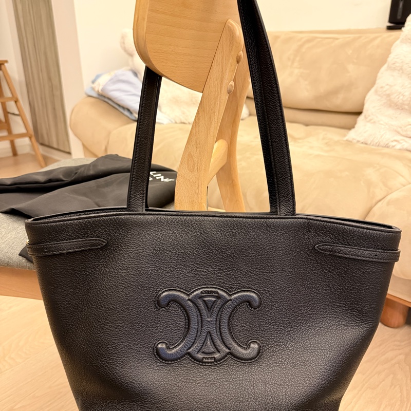 👜 CELINE Cabas Triomphe Large 粒面牛皮托特（黑色）｜官方尺寸 54×29.5×15cm｜附原廠防塵袋-6