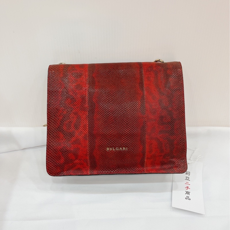 莉亞精品♡寶格麗 蛇頭斜背包 紅 二手-3