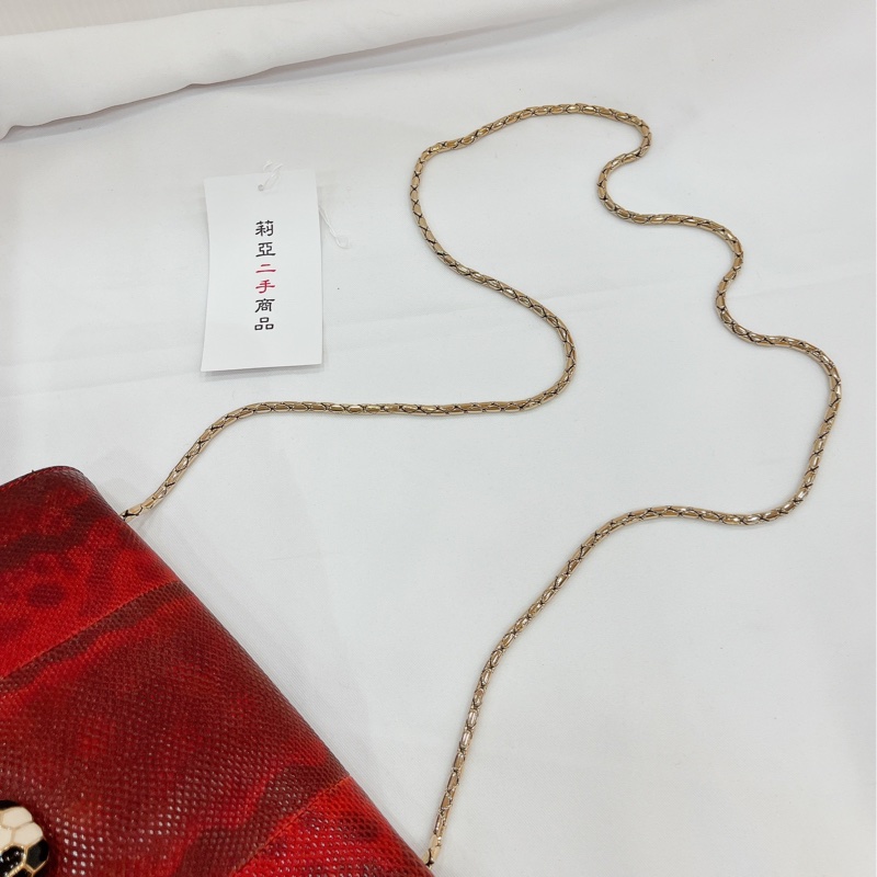 莉亞精品♡寶格麗 蛇頭斜背包 紅 二手-12