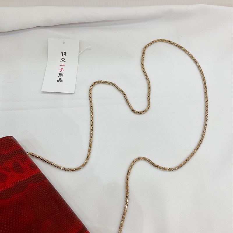 莉亞精品♡寶格麗 蛇頭斜背包 紅 二手-13