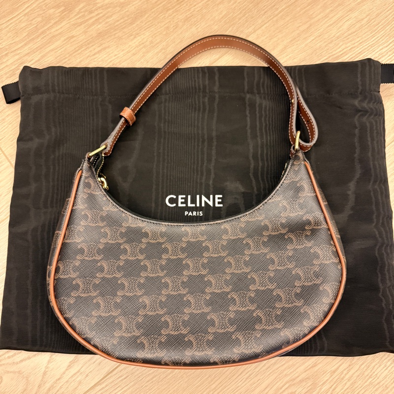 👜 CELINE AVA TRIOMPHE 老花月牙包｜Triomphe Canvas & Calfskin｜附原廠防塵袋-6