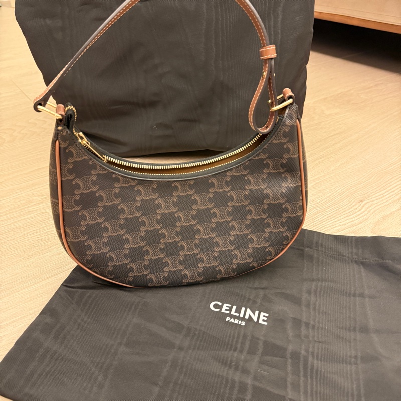 👜 CELINE AVA TRIOMPHE 老花月牙包｜Triomphe Canvas & Calfskin｜附原廠防塵袋-7