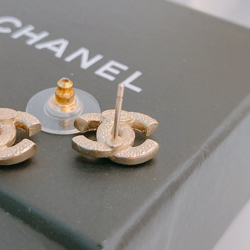 MS0382 Chanel 香奈兒 經典 CC Logo 最小 淡金 水鑽  Classic 1.2 cm CC Logo Earrings Crystal x GHW-3