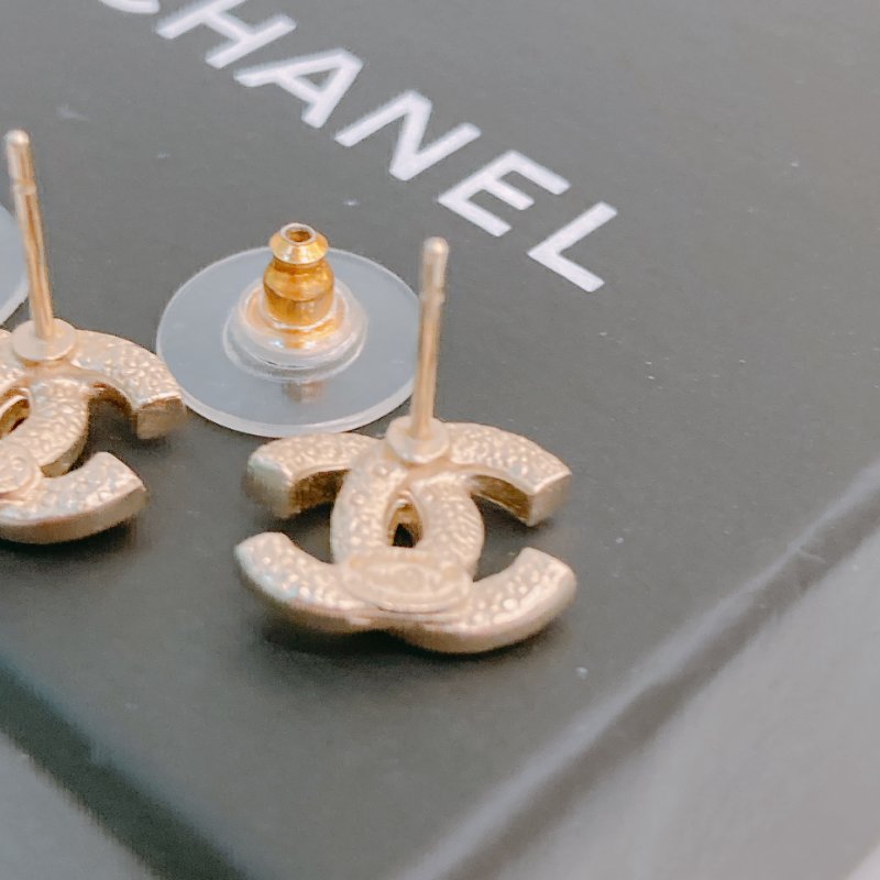 MS0382 Chanel 香奈兒 經典 CC Logo 最小 淡金 水鑽  Classic 1.2 cm CC Logo Earrings Crystal x GHW-4