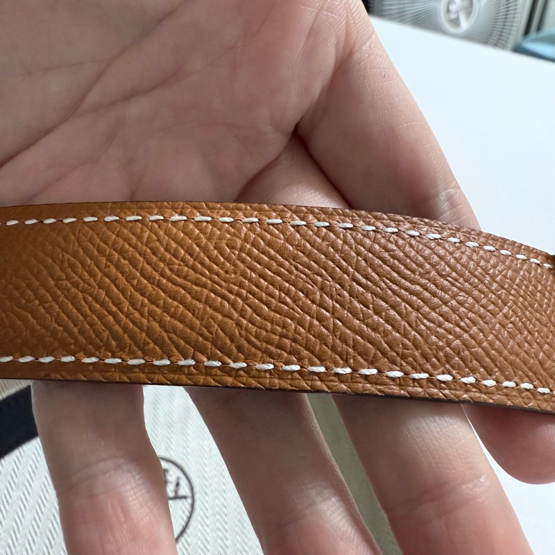 Hermes H雙色皮帶 銀色-3
