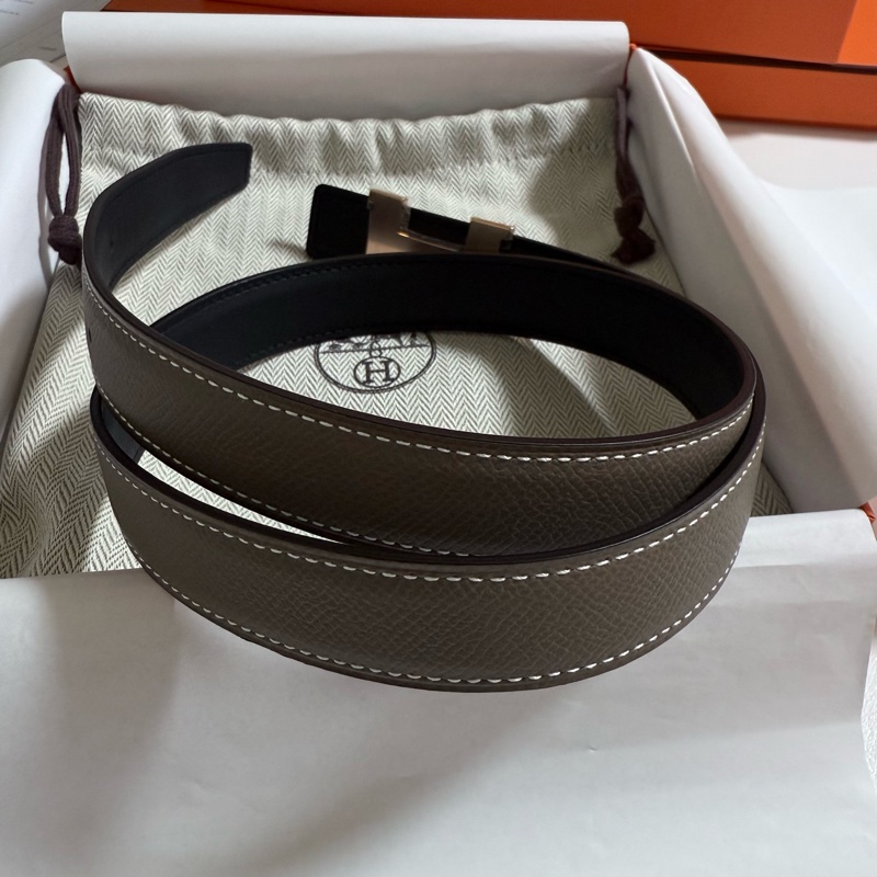 Hermes H雙色皮帶 玫瑰金-1