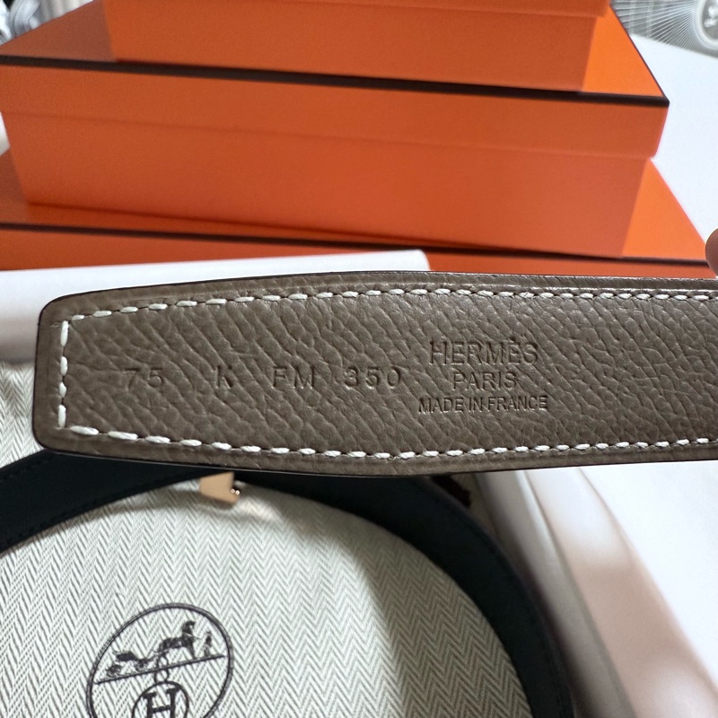 Hermes H雙色皮帶 玫瑰金-12