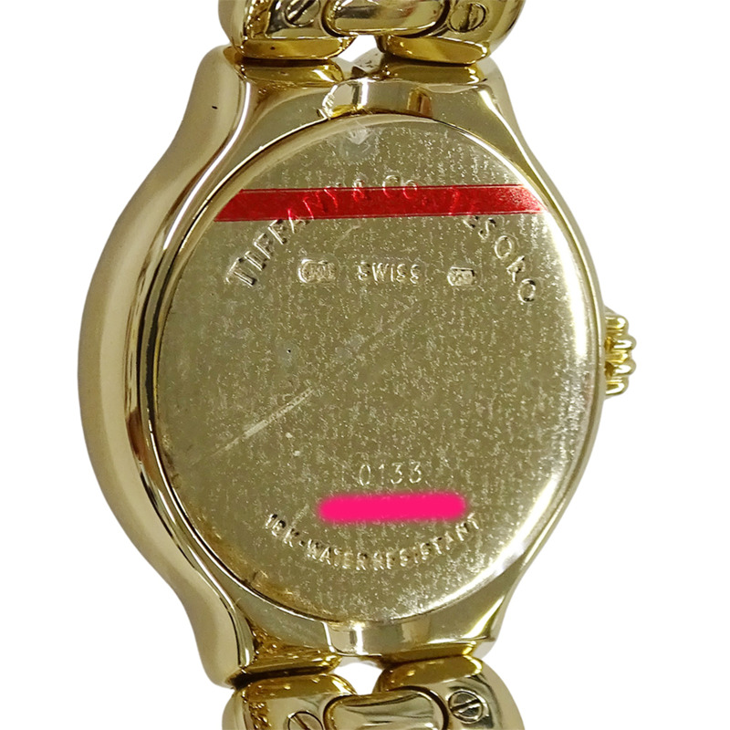 Tiffany & Co.) 女士 Tisoro 鑽石石英腕錶，QZ 750YG，18K 純金，拋光，L0133-7