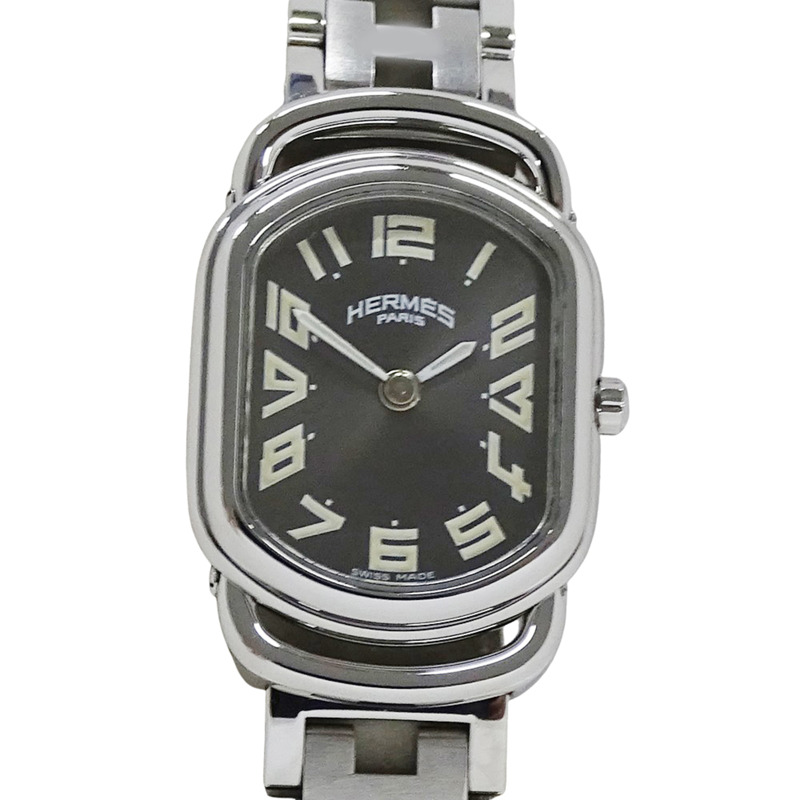 愛馬仕 Rally 石英 QZ 不鏽鋼腕錶,RA1.210,銀灰色,拋光-1