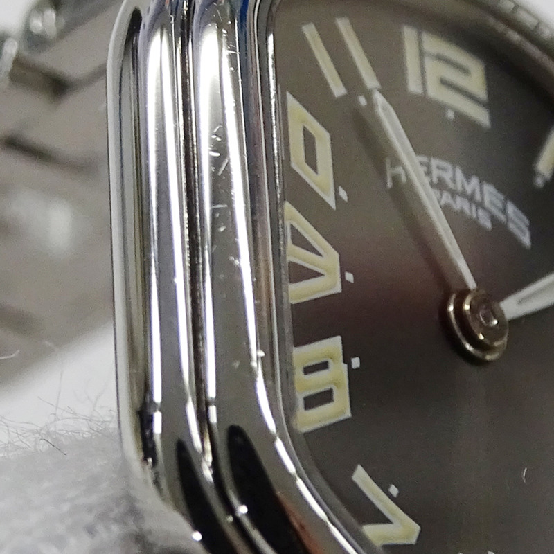 愛馬仕 Rally 石英 QZ 不鏽鋼腕錶,RA1.210,銀灰色,拋光-6