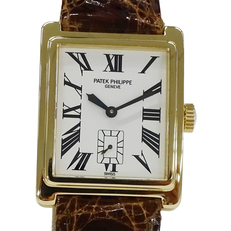 百達翡麗 Gondolo 5010 男士腕錶，小秒針，手動上鍊，750YG 皮革錶帶，方形，拋光-1