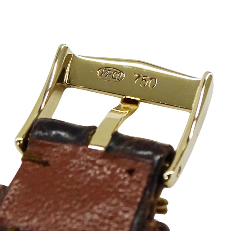 百達翡麗 Gondolo 5010 男士腕錶，小秒針，手動上鍊，750YG 皮革錶帶，方形，拋光-5