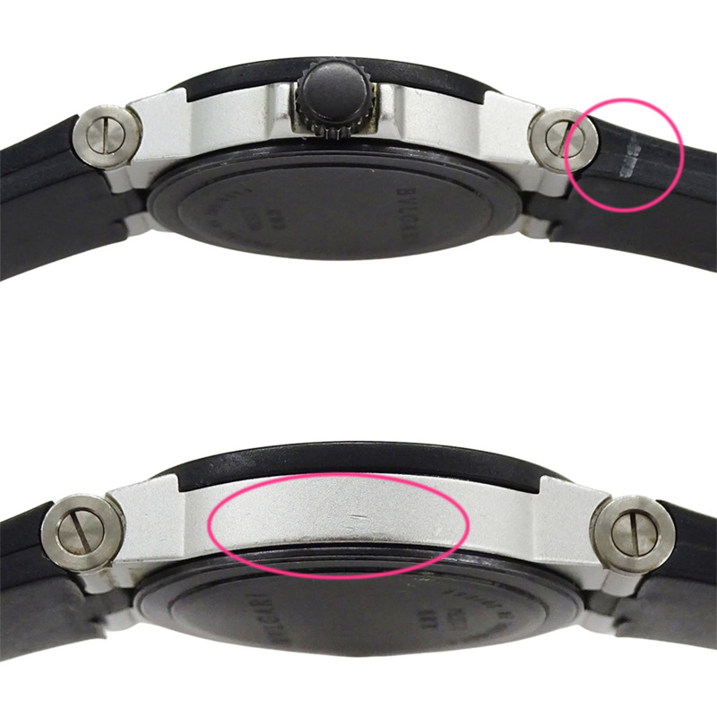 寶格麗女士腕錶,鋁製錶殼,日期顯示,石英機芯,QZ,橡膠錶帶,AL29TA,黑色,銀色,圓形錶盤-2