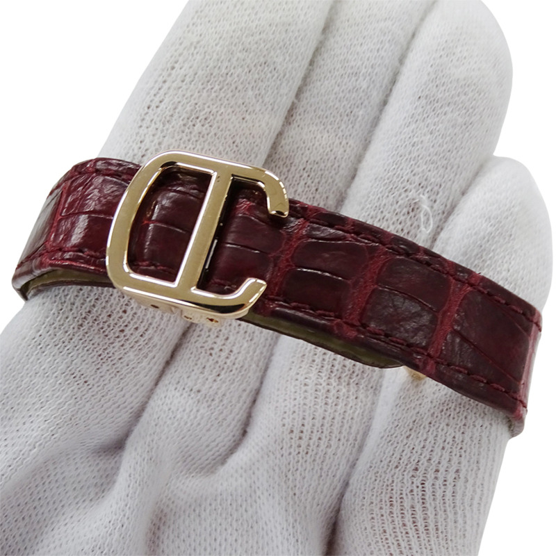 卡地亞 Tank Anglaise 女士腕錶，小號，鑲鑽，石英機芯，QZ 750PG，皮革錶帶，方形，拋光，WT100013-4