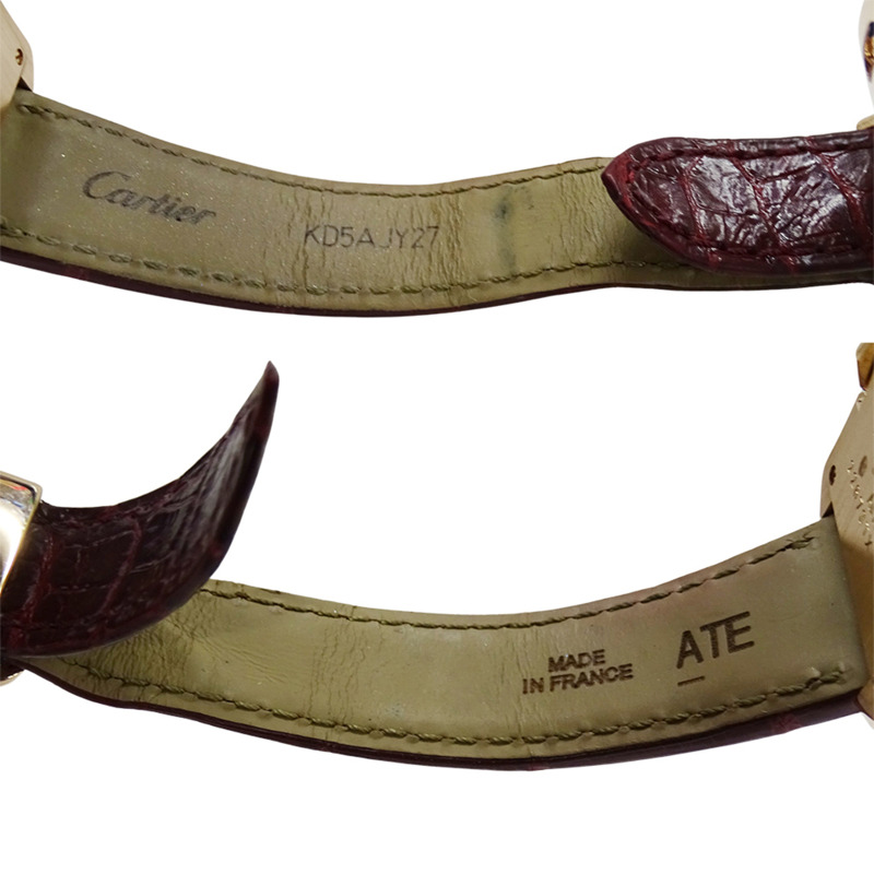 卡地亞 Tank Anglaise 女士腕錶，小號，鑲鑽，石英機芯，QZ 750PG，皮革錶帶，方形，拋光，WT100013-5