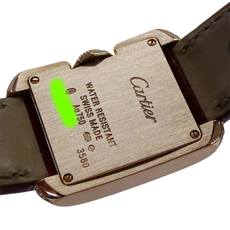 卡地亞 Tank Anglaise 女士腕錶，小號，鑲鑽，石英機芯，QZ 750PG，皮革錶帶，方形，拋光，WT100013-6