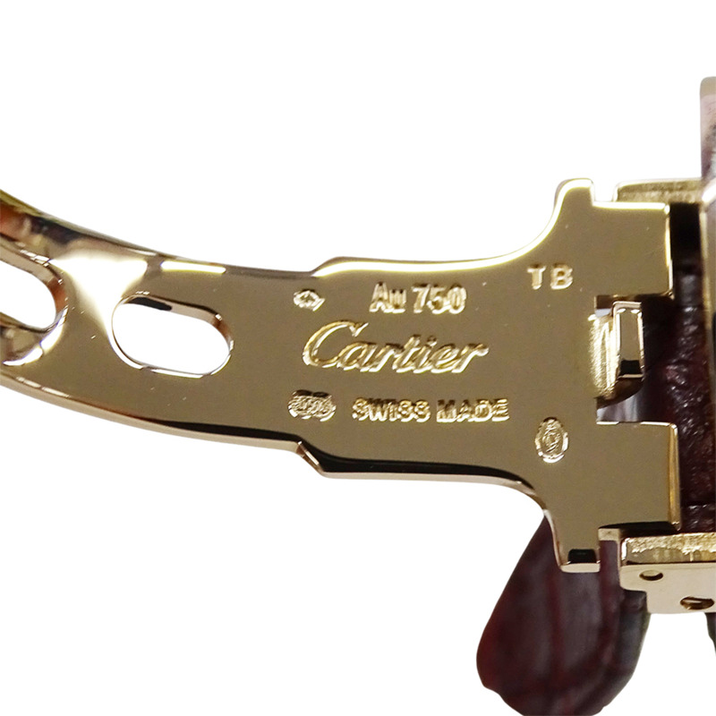 卡地亞 Tank Anglaise 女士腕錶，小號，鑲鑽，石英機芯，QZ 750PG，皮革錶帶，方形，拋光，WT100013-8