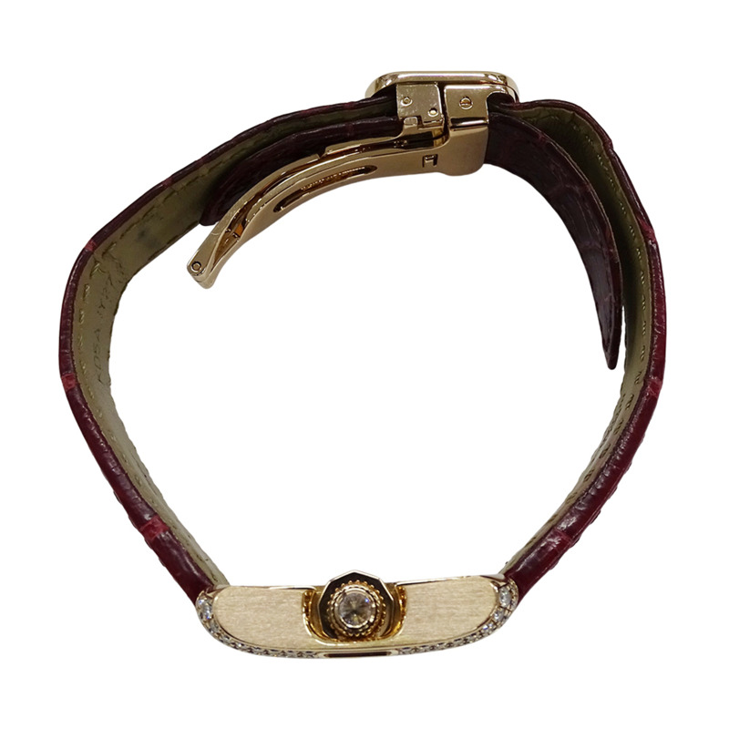 卡地亞 Tank Anglaise 女士腕錶，小號，鑲鑽，石英機芯，QZ 750PG，皮革錶帶，方形，拋光，WT100013-9