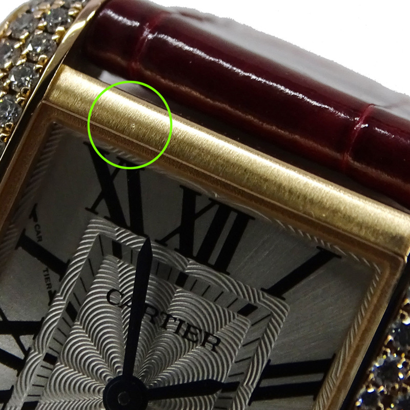 卡地亞 Tank Anglaise 女士腕錶，小號，鑲鑽，石英機芯，QZ 750PG，皮革錶帶，方形，拋光，WT100013-13