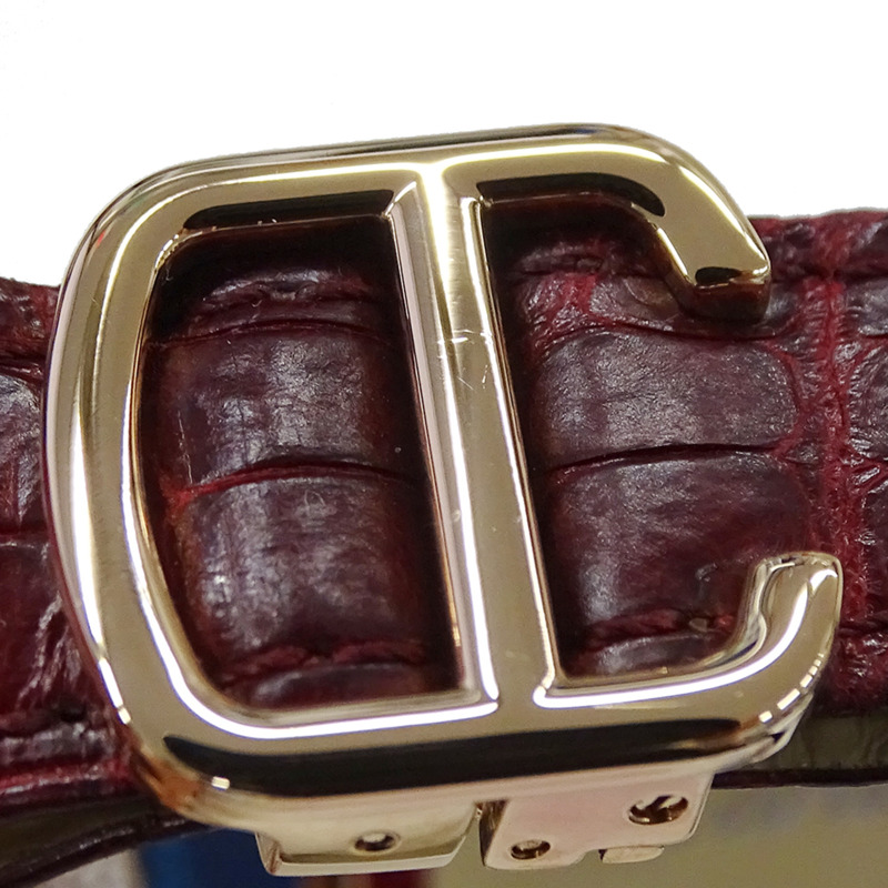 卡地亞 Tank Anglaise 女士腕錶，小號，鑲鑽，石英機芯，QZ 750PG，皮革錶帶，方形，拋光，WT100013-14