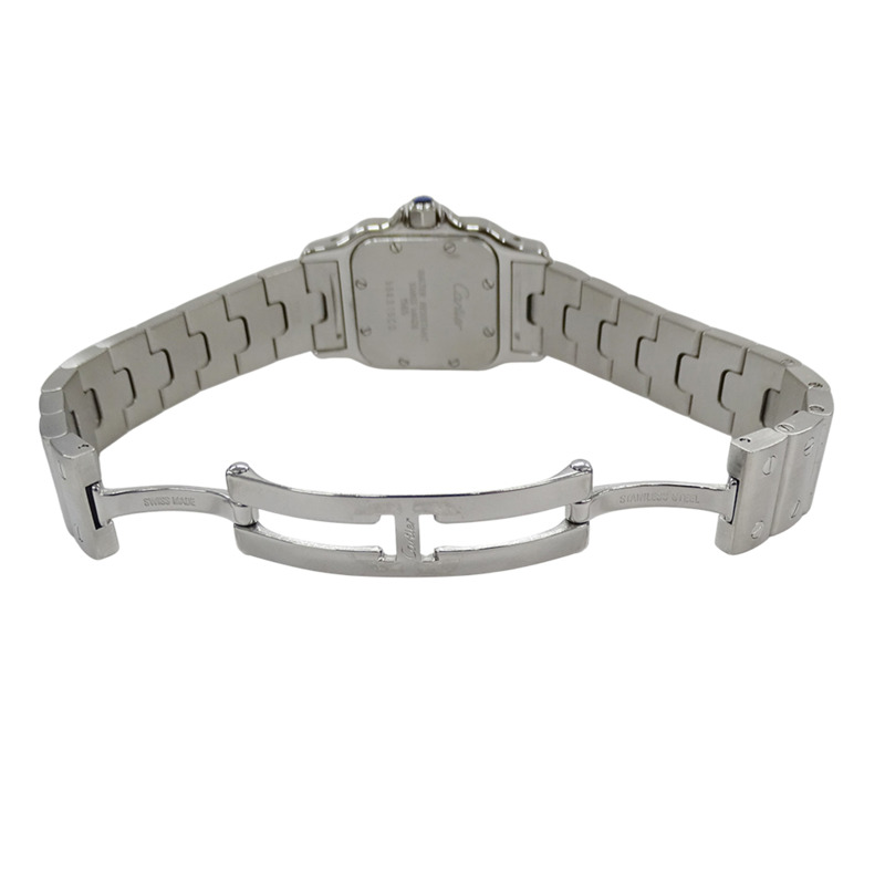 卡地亞 Santos Galbe SM 女士石英腕錶，W20056D6，不鏽鋼材質，銀色/象牙色，拋光處理-3