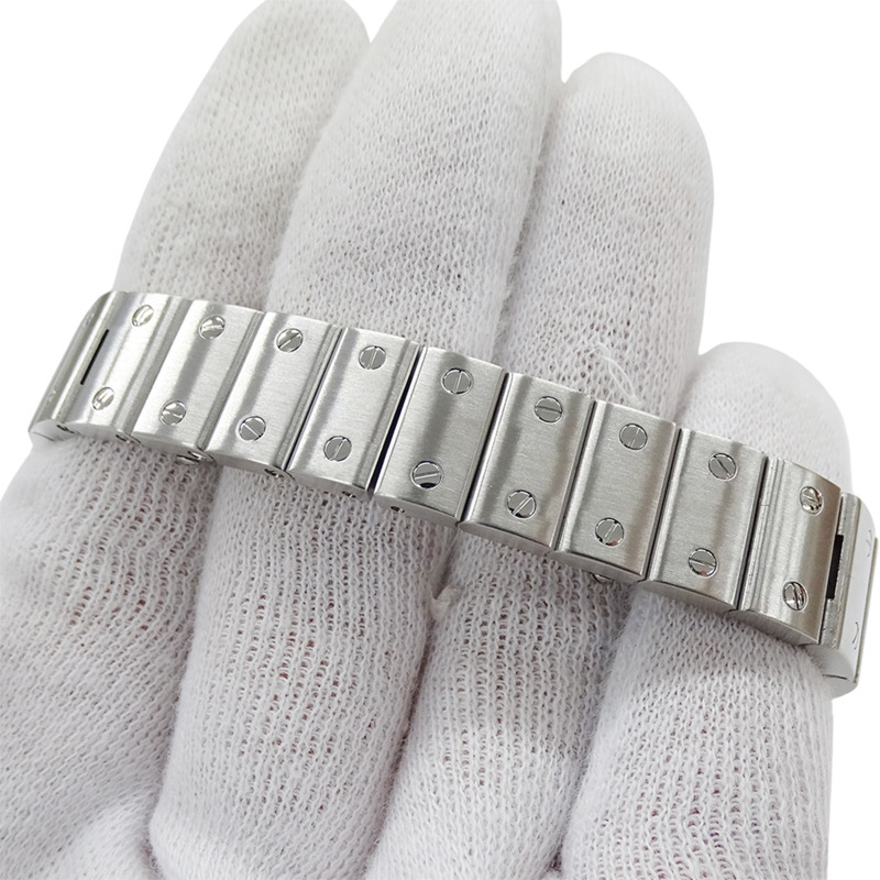 卡地亞 Santos Galbe SM 女士石英腕錶，W20056D6，不鏽鋼材質，銀色/象牙色，拋光處理-5