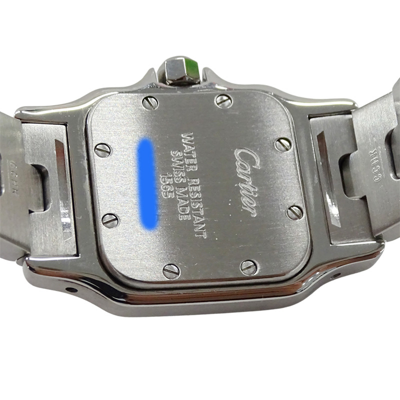 卡地亞 Santos Galbe SM 女士石英腕錶，W20056D6，不鏽鋼材質，銀色/象牙色，拋光處理-6