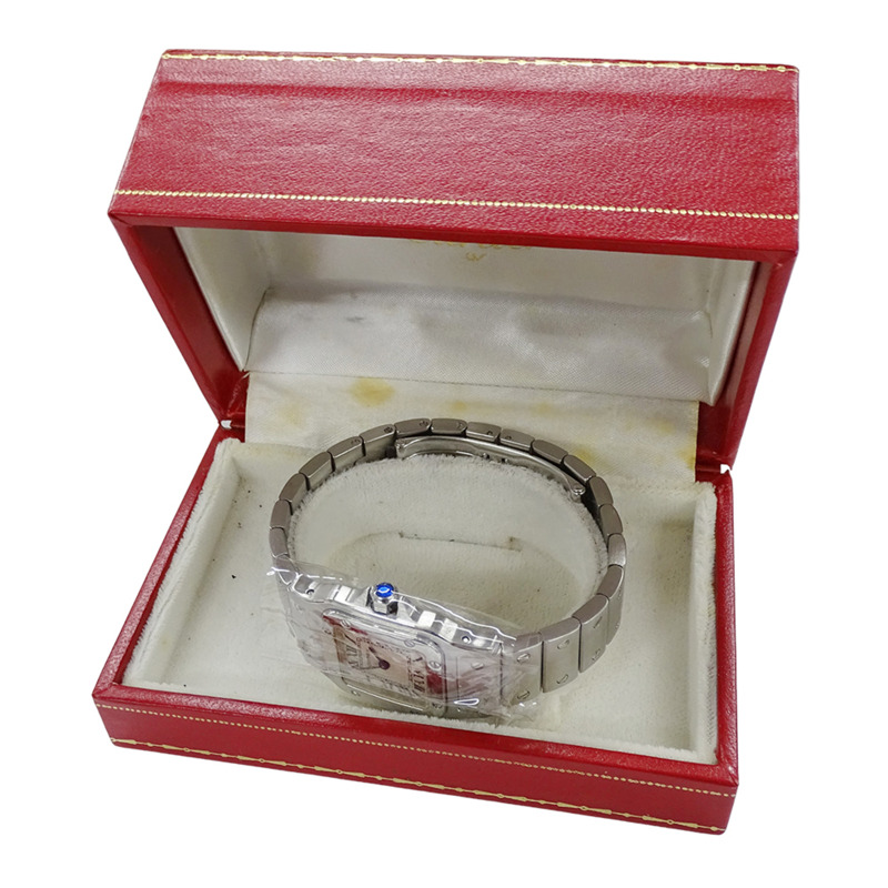 卡地亞 Santos Galbe SM 女士石英腕錶，W20056D6，不鏽鋼材質，銀色/象牙色，拋光處理-7