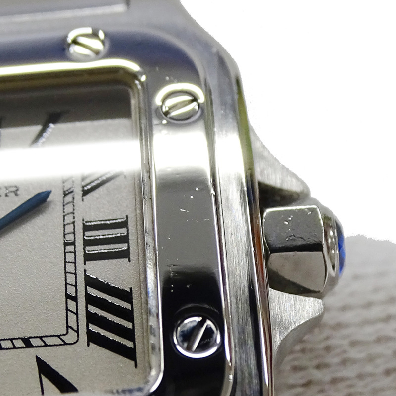 卡地亞 Santos Galbe SM 女士石英腕錶，W20056D6，不鏽鋼材質，銀色/象牙色，拋光處理-12