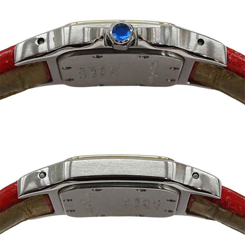 卡地亞 Santos Galbe SM 女士石英腕錶，W200124D，不鏽鋼錶殼搭配皮革錶帶，拋光處理-2