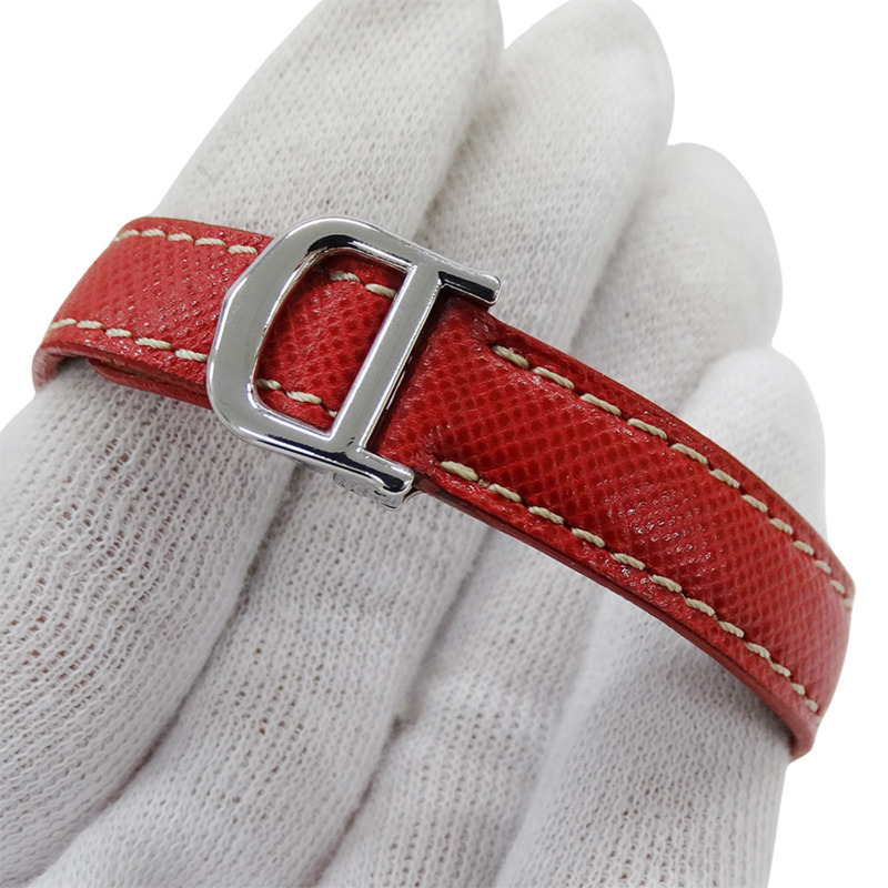 卡地亞 Santos Galbe SM 女士石英腕錶，W200124D，不鏽鋼錶殼搭配皮革錶帶，拋光處理-4