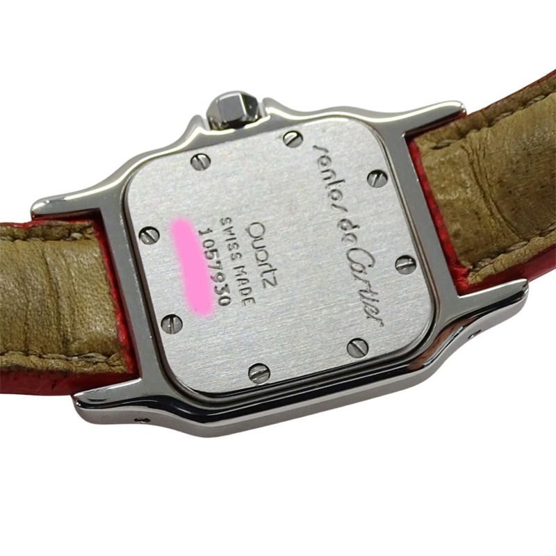 卡地亞 Santos Galbe SM 女士石英腕錶，W200124D，不鏽鋼錶殼搭配皮革錶帶，拋光處理-5