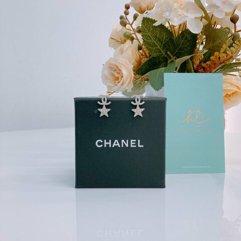 MS0383 Chanel 香奈兒 星星 水鑽 耳環 Star With CC Logo Earrings Crystal x PHW