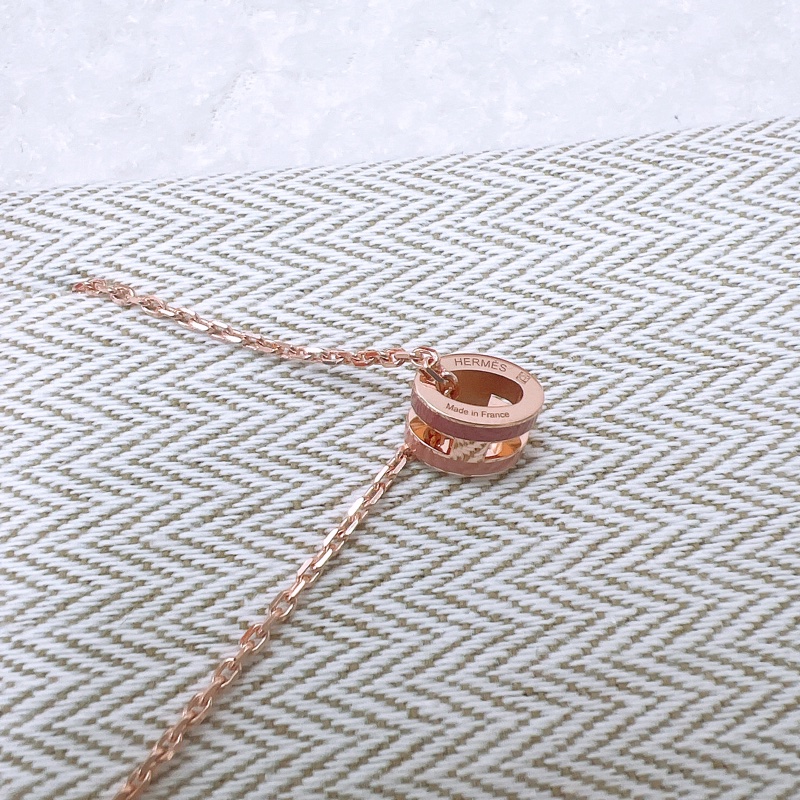 全新 Hermes mini pop h rocabar 粉色拼色玫瑰金項鍊-2