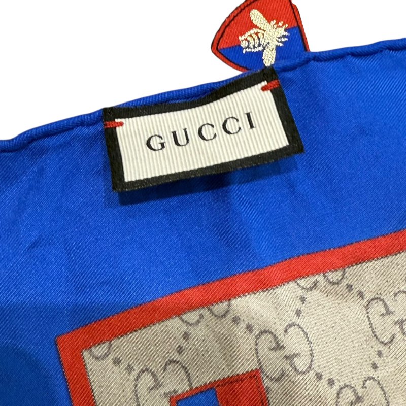 GUCCI - SUPREME藍紅蜜蜂徽章絲巾-4