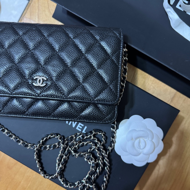 CHANEL WOC 黑色荔枝皮銀扣-0