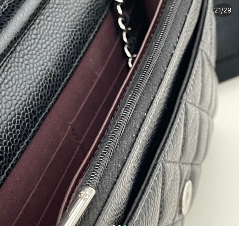 CHANEL WOC 黑色荔枝皮銀扣-12