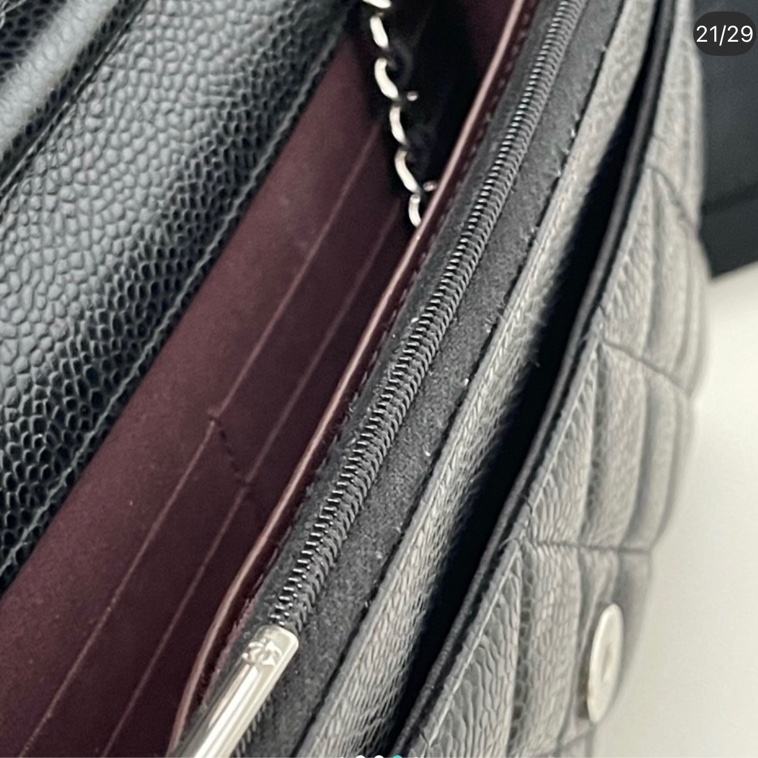 CHANEL WOC 黑色荔枝皮銀扣-15