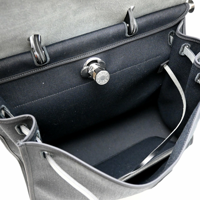 愛馬仕 Hermès Airbag Zip MM D Stamp，2019 年款，女士手提包，帆布，黑色-4