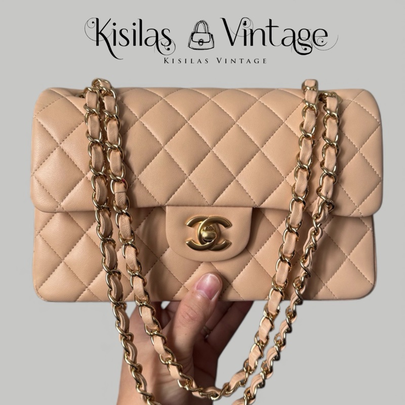 Chanel Lambskin 23cm 羊皮奶茶金扣-0