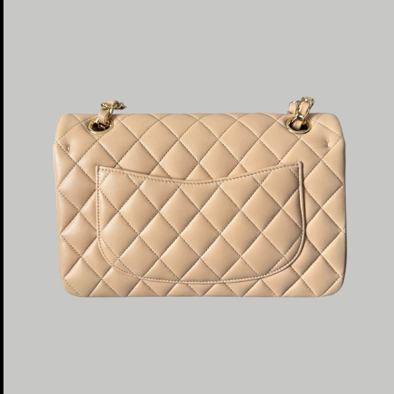 Chanel Lambskin 23cm 羊皮奶茶金扣-1