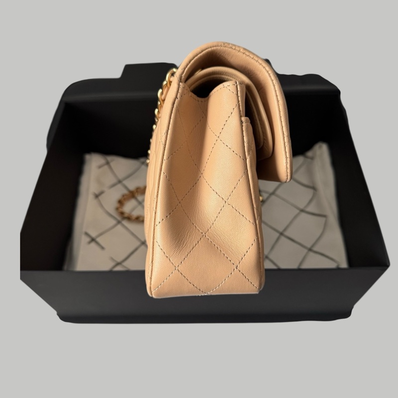 Chanel Lambskin 23cm 羊皮奶茶金扣-3