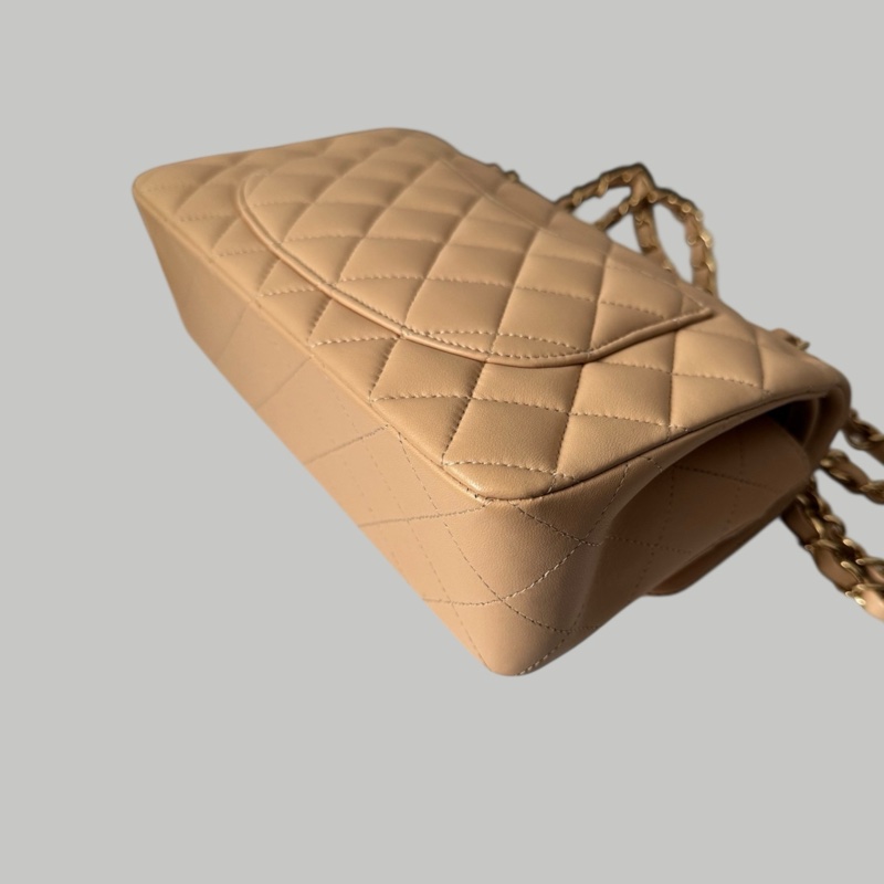 Chanel Lambskin 23cm 羊皮奶茶金扣-11