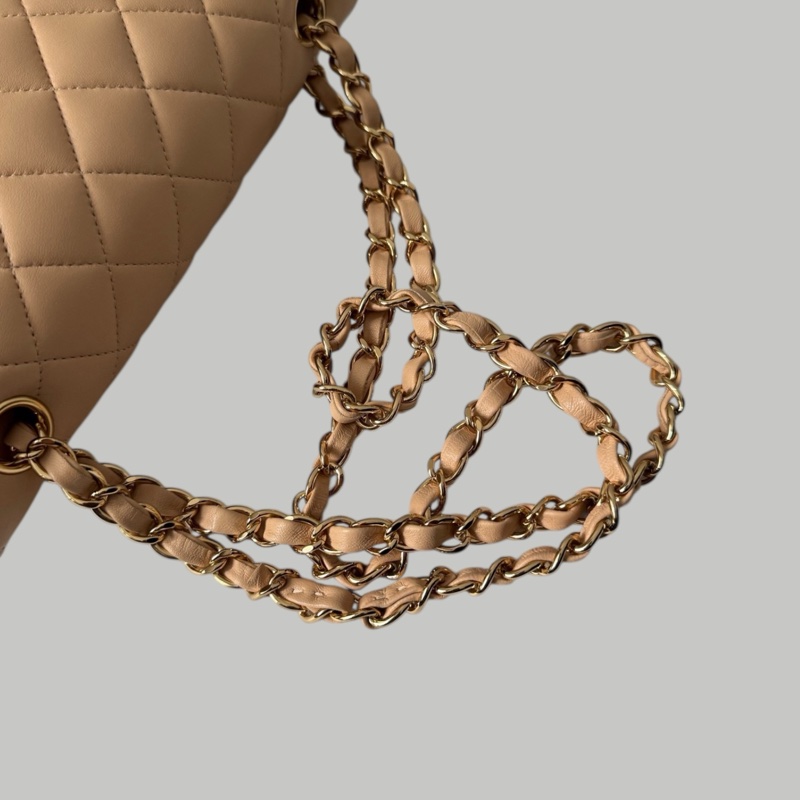 Chanel Lambskin 23cm 羊皮奶茶金扣-13