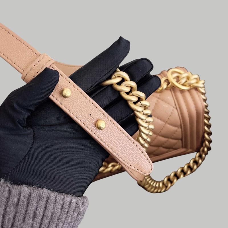 Chanel Caviar Leboy 荔枝皮奶茶金扣-5