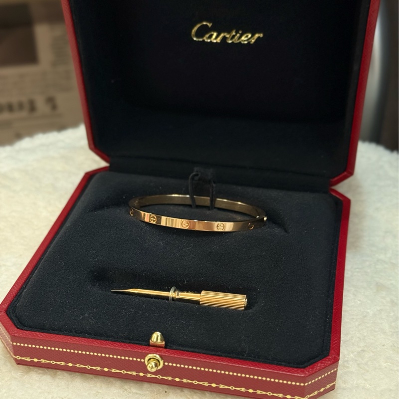 （2025台灣專櫃購入）Cartier love 玫瑰金手環 細版-0