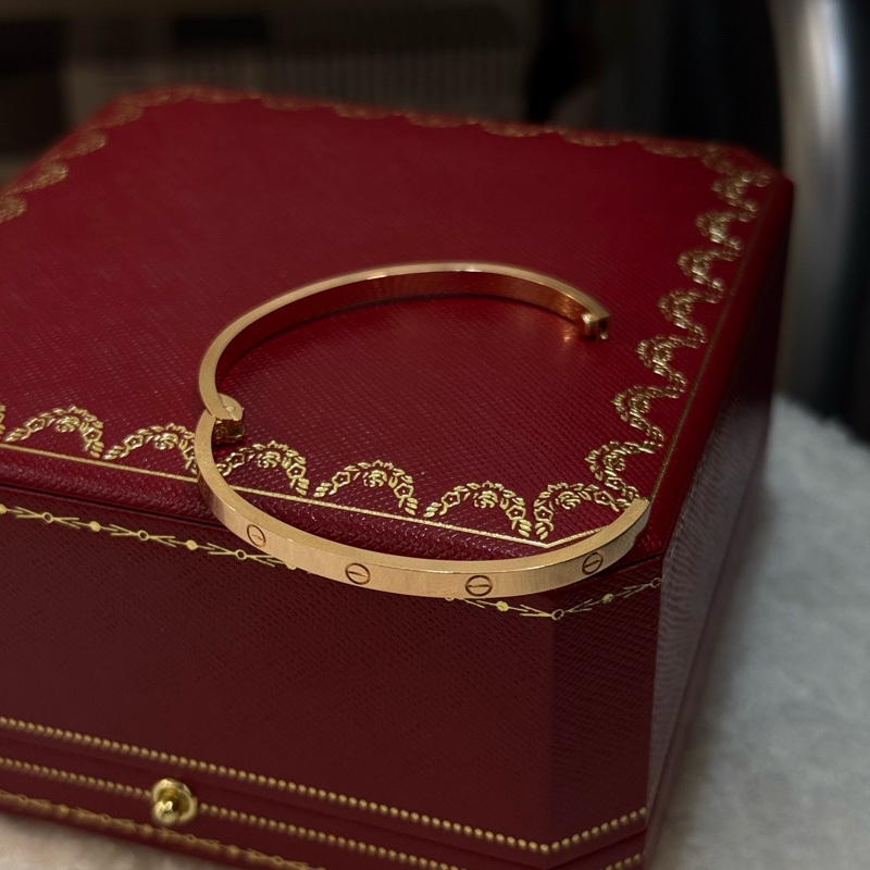 （2025台灣專櫃購入）Cartier love 玫瑰金手環 細版-3