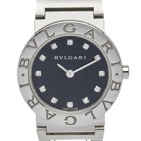 寶格麗 (BVLGARI) 12鑽腕錶 BBL26S 石英錶 黑色錶盤 不鏽鋼女士腕錶