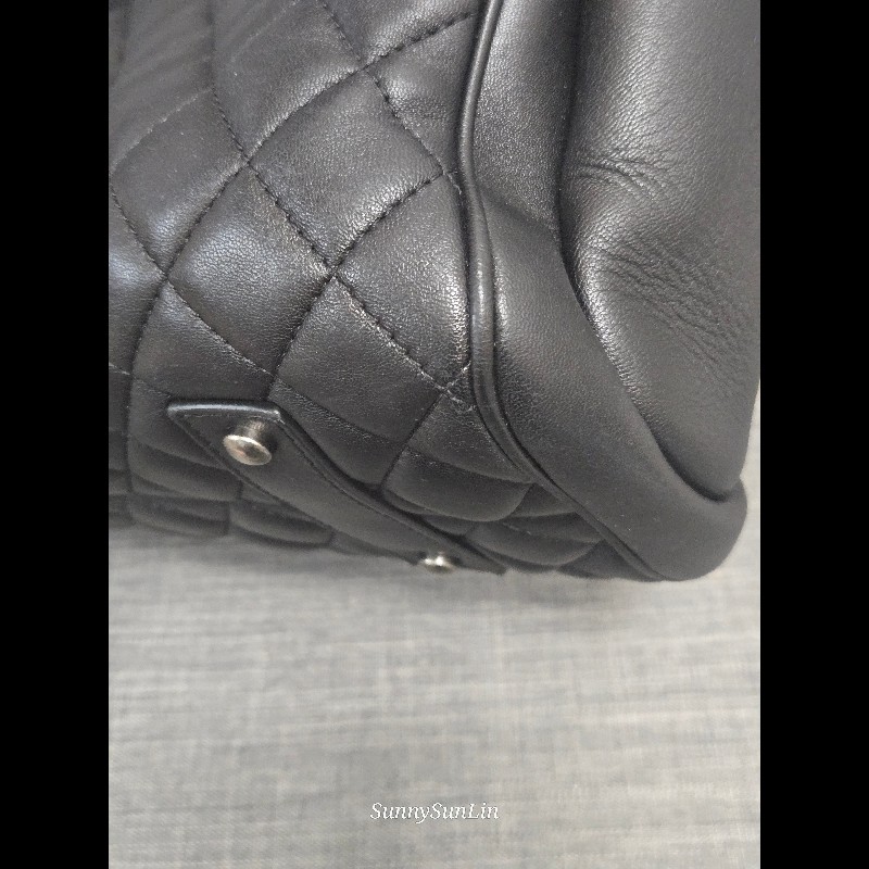 Chanel 香奈兒 黑色 復古銀 牛皮 肩背包 購物包 托特包-23