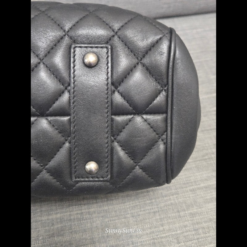 Chanel 香奈兒 黑色 復古銀 牛皮 肩背包 購物包 托特包-24